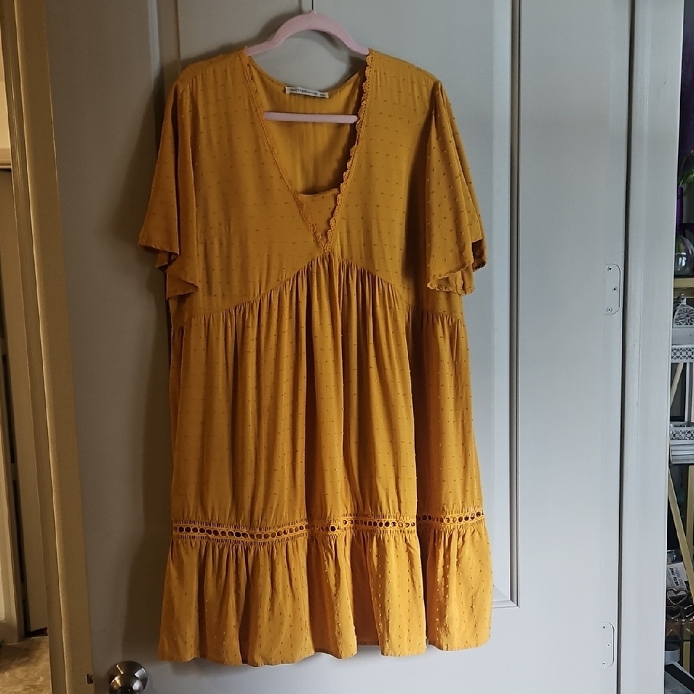 Boho Swing Mustard Yellow Dress